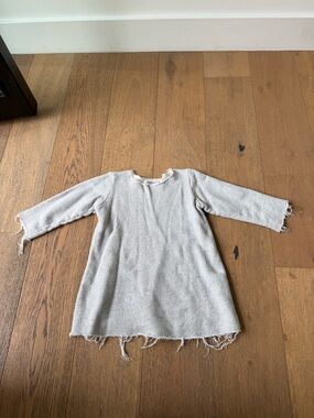 Go Gently Light Gray Frayed Hem Knit Dress 4
